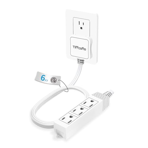 TiFFCOFiO Flat Plug Extension Cord, 6 FT 3 Prong Outlet Strip, 3 Grounded Outlets for Home Office and Travel, 13A/1625W, ETL Listed - Image 1