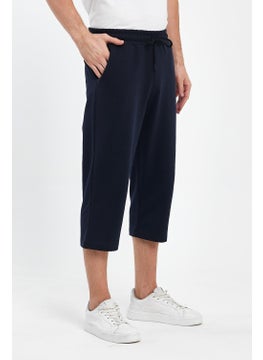 mmetalic Men's Navy Blue Bermuda Shorts with Side Pockets, Below Knee Capri Waist Adjustable Elastic Long Shorts  - Image 4
