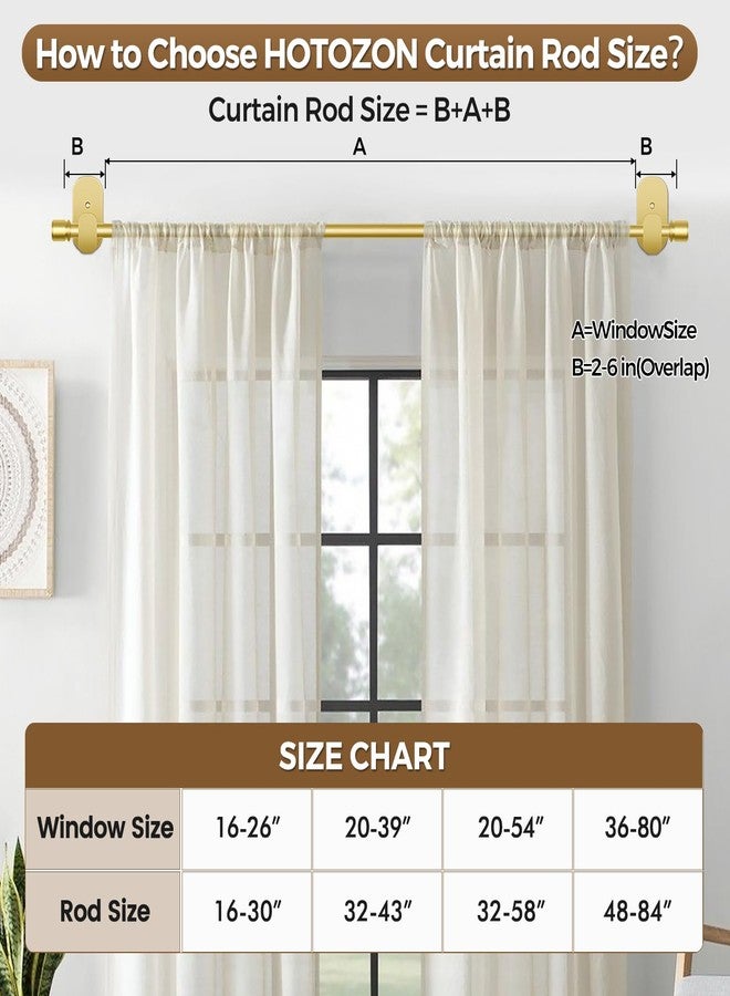 HOTOZON Curtain Rods No Drilling 32 to 43 Inch, HOTOZON 5/8 Inches No Drill Curtain Rods for Windows 20 to 39 Inches(1.7-3.2 ft), Renter Friendly Adjustable Small Drapery Rod for Lightweight Curtains, Gold - Image 5
