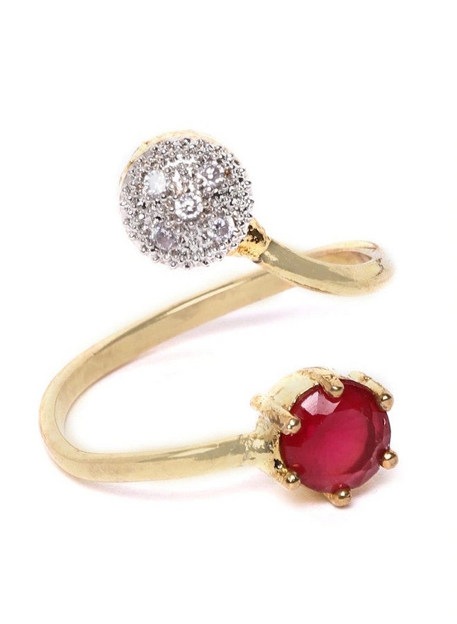 YouBella Jewellery Set for Women American Diamond Combo of Necklace Set with Earrings, Bracelet and Ring for Girls and Women (Red) - Image 5