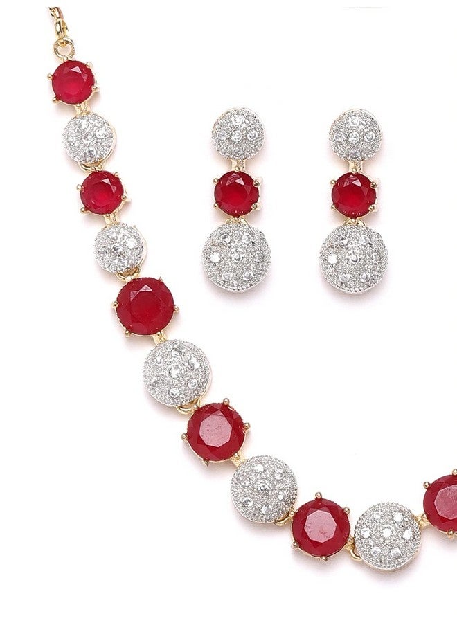 YouBella Jewellery Set for Women American Diamond Combo of Necklace Set with Earrings, Bracelet and Ring for Girls and Women (Red) - Image 4
