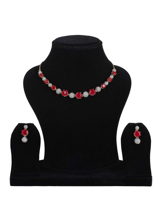 YouBella Jewellery Set for Women American Diamond Combo of Necklace Set with Earrings, Bracelet and Ring for Girls and Women (Red) - Image 2