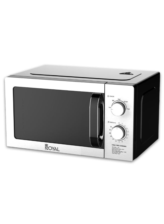 رويال ميكروويف يدوي 20 لتر 700 واط بخمس مستويات طاقة ومؤقت – RA-20XM3 فضي وأسود 20 L 700 W RA-20XM3 - Image 1