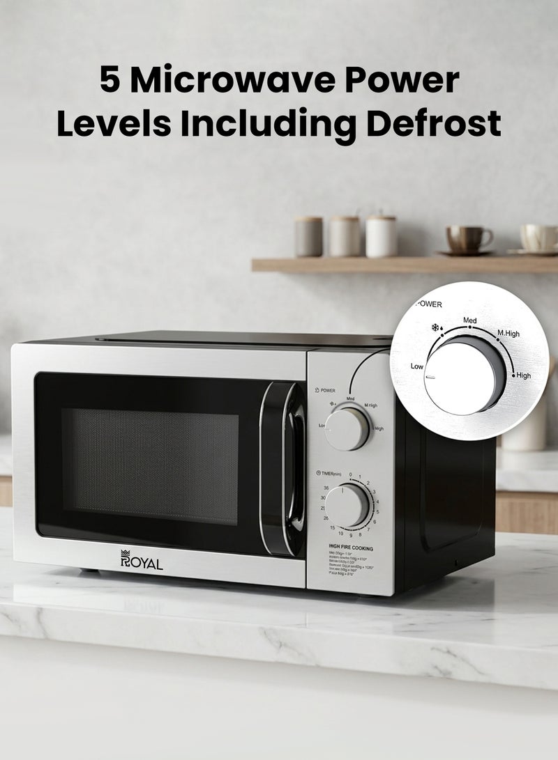 Royal Microwave Oven 20L 700W 5 Power Levels with Timer – RA-20XM3 Silver Black 20 L 700 W RA-20XM3 Silver Black 20 L 700 W RA-20XM3 Silver Black - Image 3