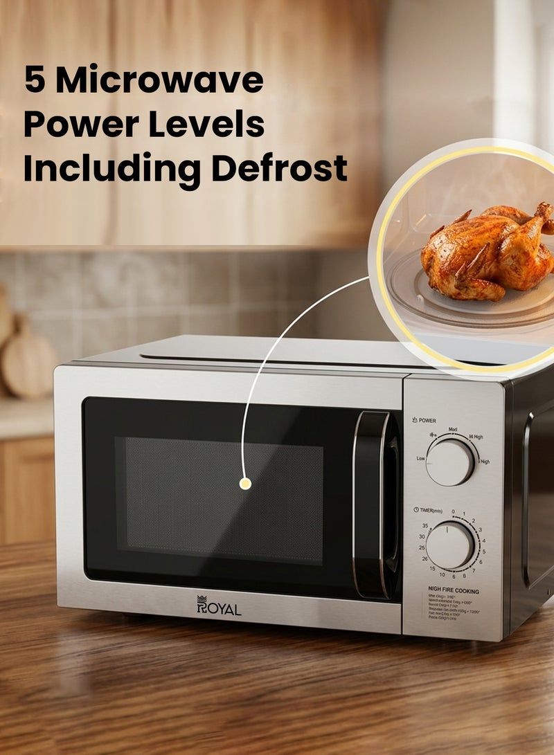 Royal Microwave Oven 20L 700W 5 Power Levels with Timer – RA-20XM3 Silver Black 20 L 700 W RA-20XM3 Silver Black 20 L 700 W RA-20XM3 Silver Black - Image 4