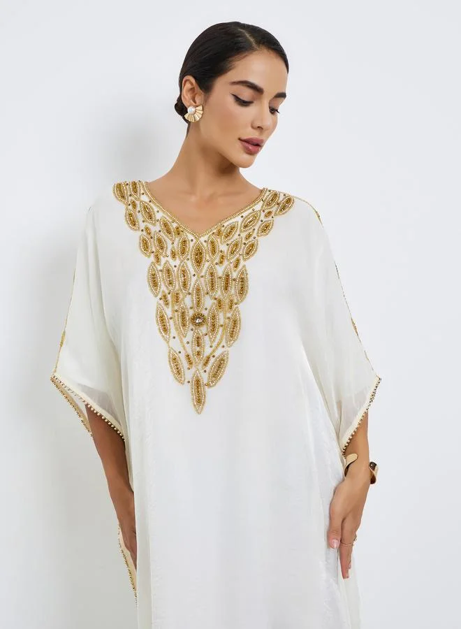 مكسيم كريشن Embellished V Neck Jalabiya