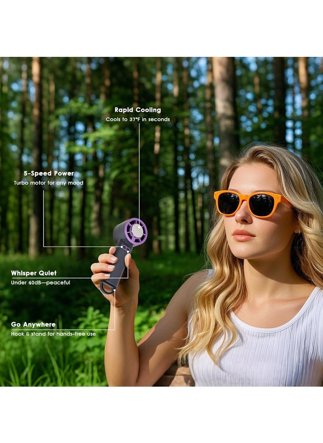 Generic - Portable Handheld Turbo Fan - with Rechargeable Battery - Ultra-Quiet for Instant Cooling - Perfect Summer Gift for Office Travel Outdoor（purple） - Image 1