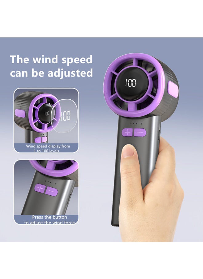 Generic - Portable Handheld Turbo Fan - with Rechargeable Battery - Ultra-Quiet for Instant Cooling - Perfect Summer Gift for Office Travel Outdoor（purple） - Image 1