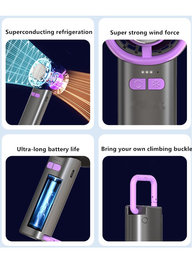 Generic - Portable Handheld Turbo Fan - with Rechargeable Battery - Ultra-Quiet for Instant Cooling - Perfect Summer Gift for Office Travel Outdoor（purple） - Image 1