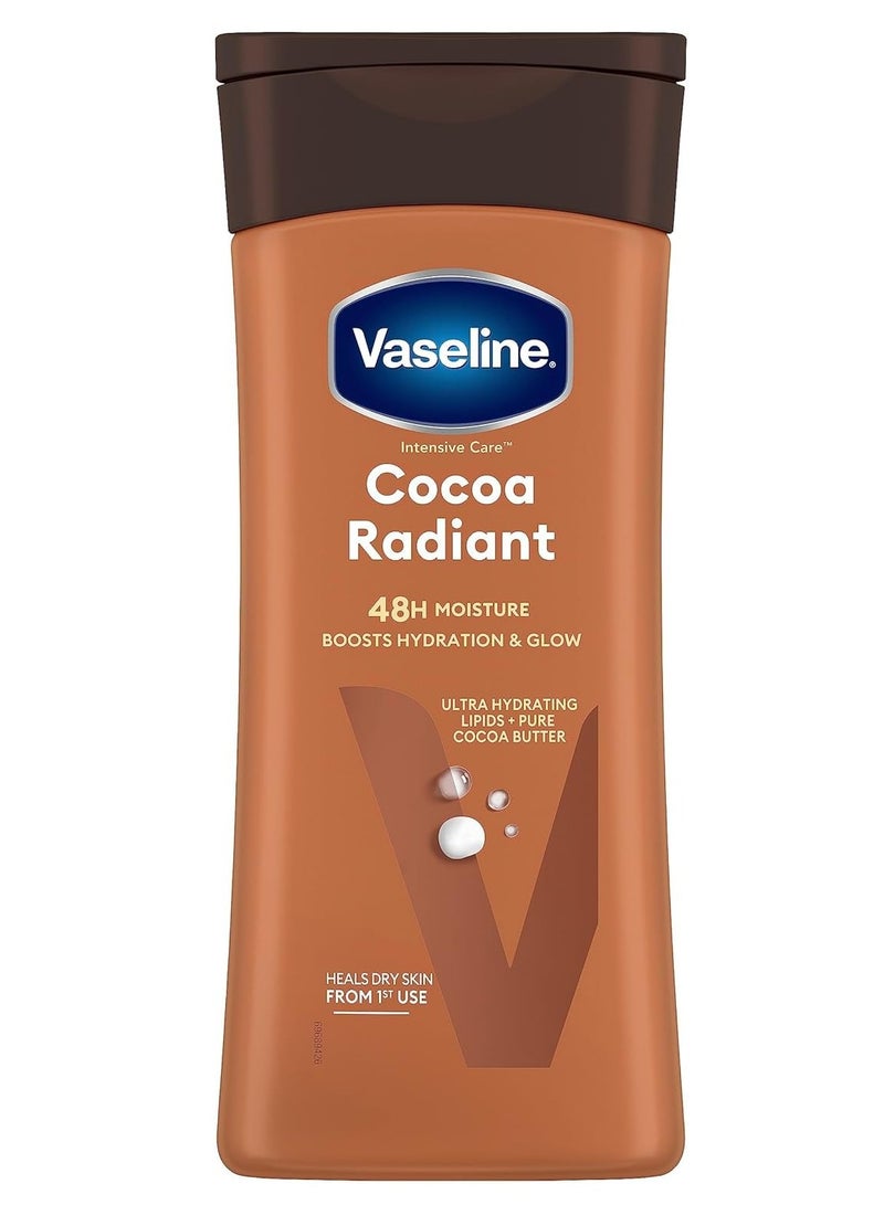 فازلين لوشن الجسم المكثف للعناية بالكاكاو المتألق مع الدهون فائقة الترطيب وزبدة الكاكاو النقية للبشرة الجافة 200 مل - Image 1