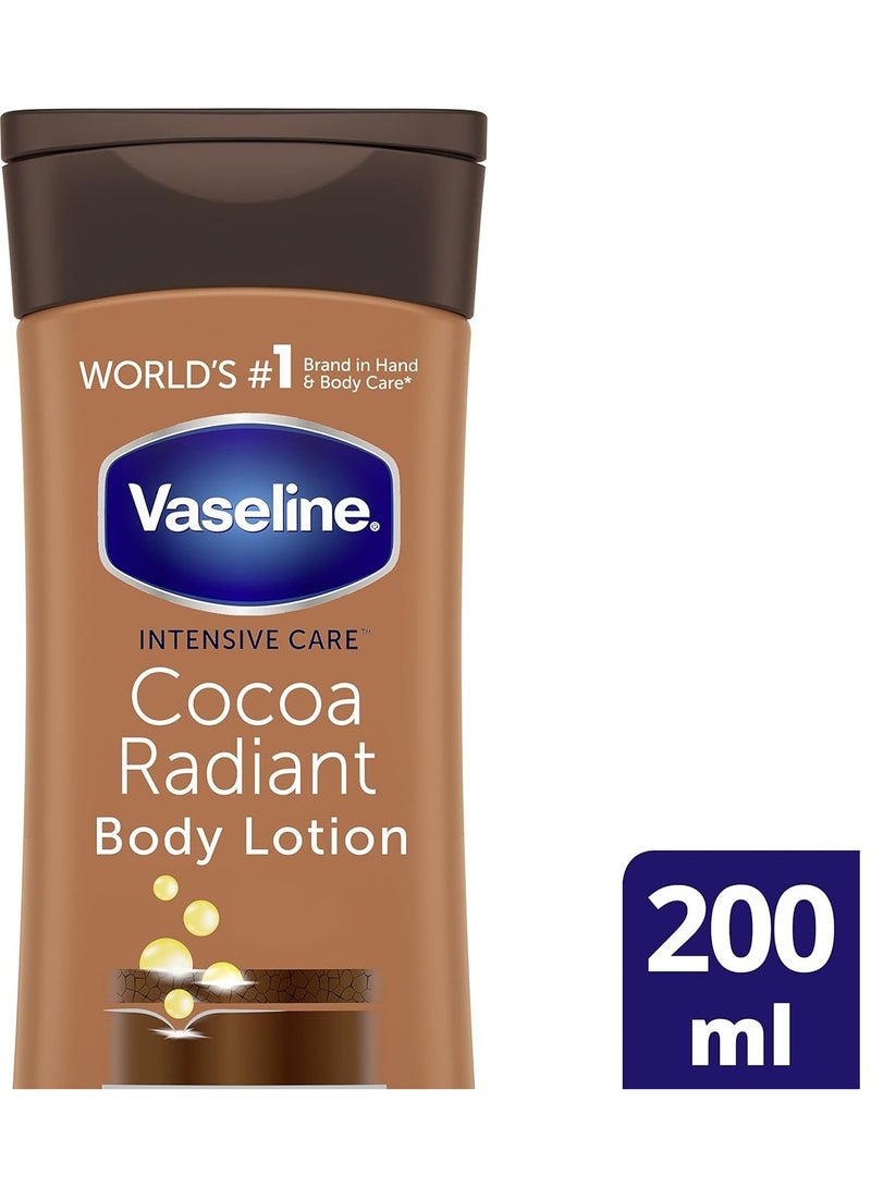 فازلين لوشن الجسم المكثف للعناية بالكاكاو المتألق مع الدهون فائقة الترطيب وزبدة الكاكاو النقية للبشرة الجافة 200 مل - Image 2