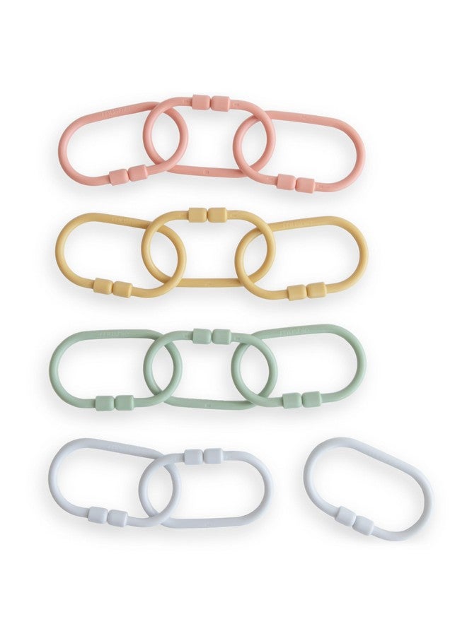mushie mushie Baby Chain Link Rings Toy 12-Count | Multiuse Car Seat Stroller Connecting Toy (Periwinkle, Mustard, Green, Coral)  - Image 1