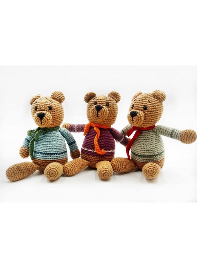 Pebble Blue Teddy Bear Rattle | Crochet | Fair Trade | Pretend | Imaginative Play | Woodlands | Rattle | Machine Washable - Image 2
