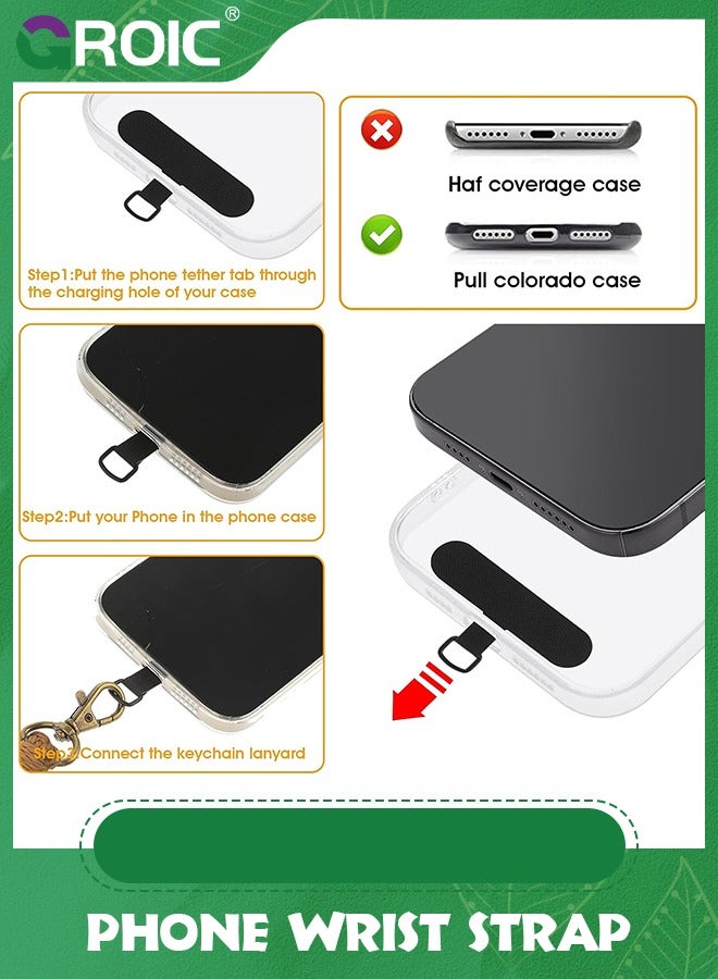 GROIC 2 PCS Phone Wrist Strap, Cell Phone Lanyard, with 2 Phone Tether Tab, Handmade Macrame Keychain, Phone Case Wrist Lanyard for Women Girls - Image 3