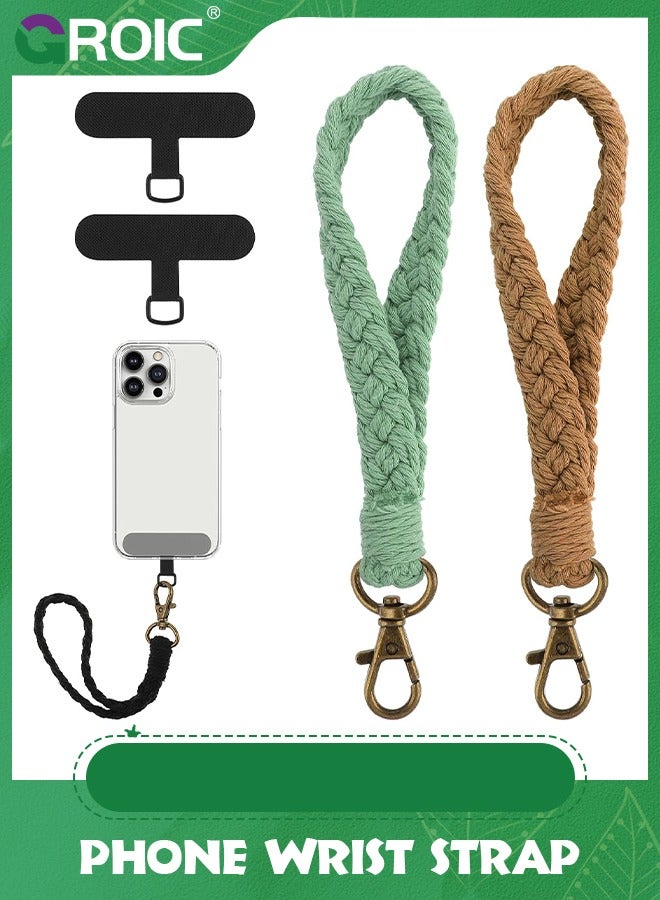 GROIC 2 PCS Phone Wrist Strap, Cell Phone Lanyard, with 2 Phone Tether Tab, Handmade Macrame Keychain, Phone Case Wrist Lanyard for Women Girls - Image 1