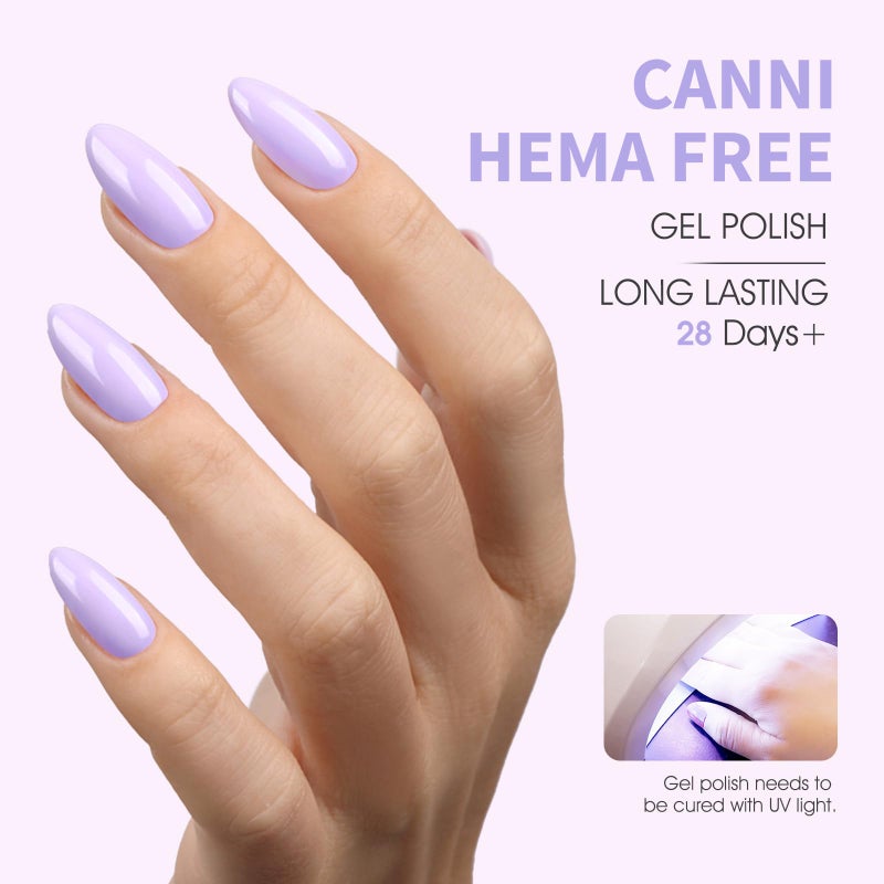 CANNI Purple Gel Nail Polish, 1Pcs Light Purple Gel Polish Pastel Color High Gloss Soak Off U V Nail Manicure Salon DIY - Image 3