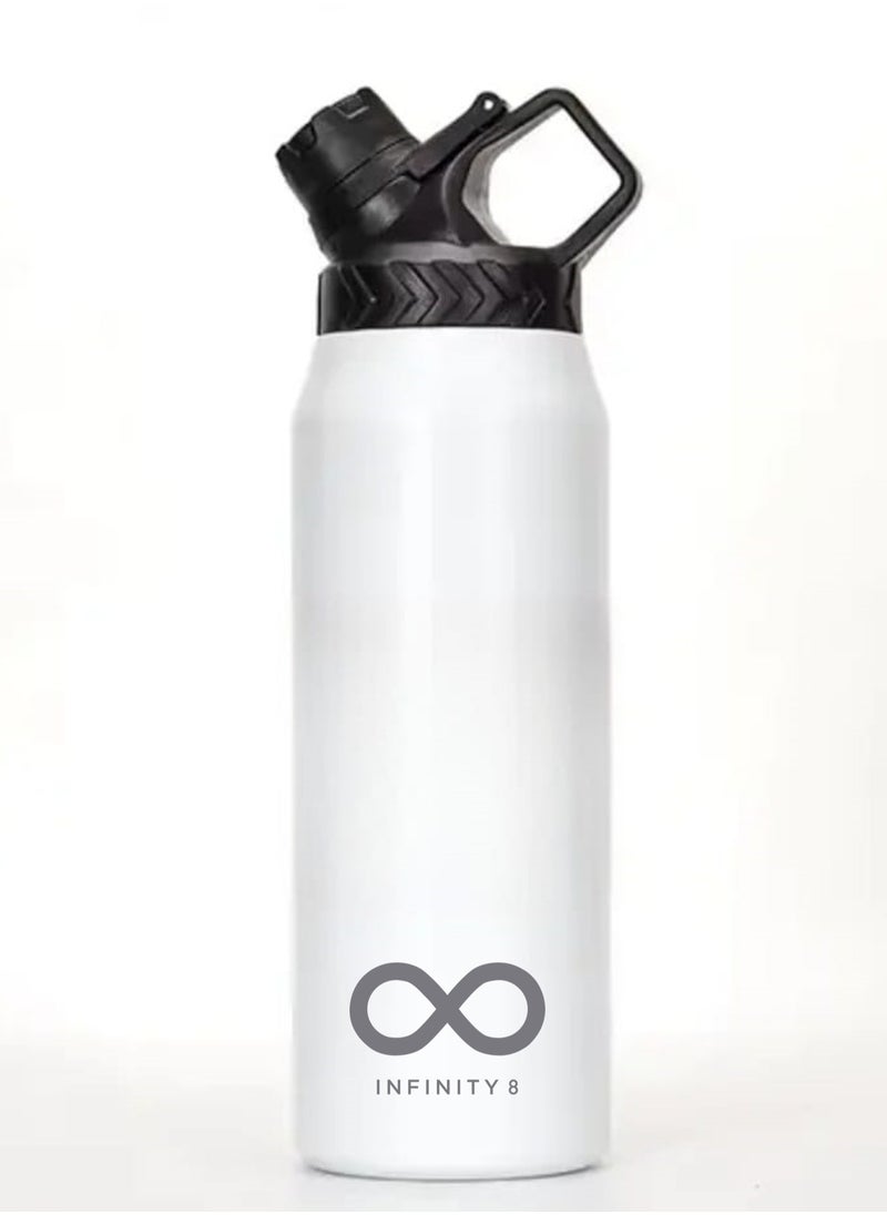 Infinity - Water Bottle, Stainless Steel Flask, 950 ML/32 OZ, Double Wall Vacuum Insulated, Leak Proof, Hot and Cold, BPA Free, perfect for kids, school, office, gym and sports (White) - Image 1