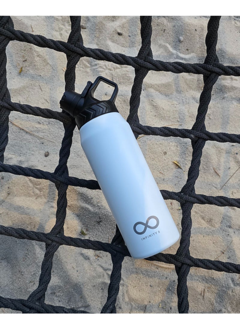 Infinity - Water Bottle, Stainless Steel Flask, 950 ML/32 OZ, Double Wall Vacuum Insulated, Leak Proof, Hot and Cold, BPA Free, perfect for kids, school, office, gym and sports (White) - Image 1