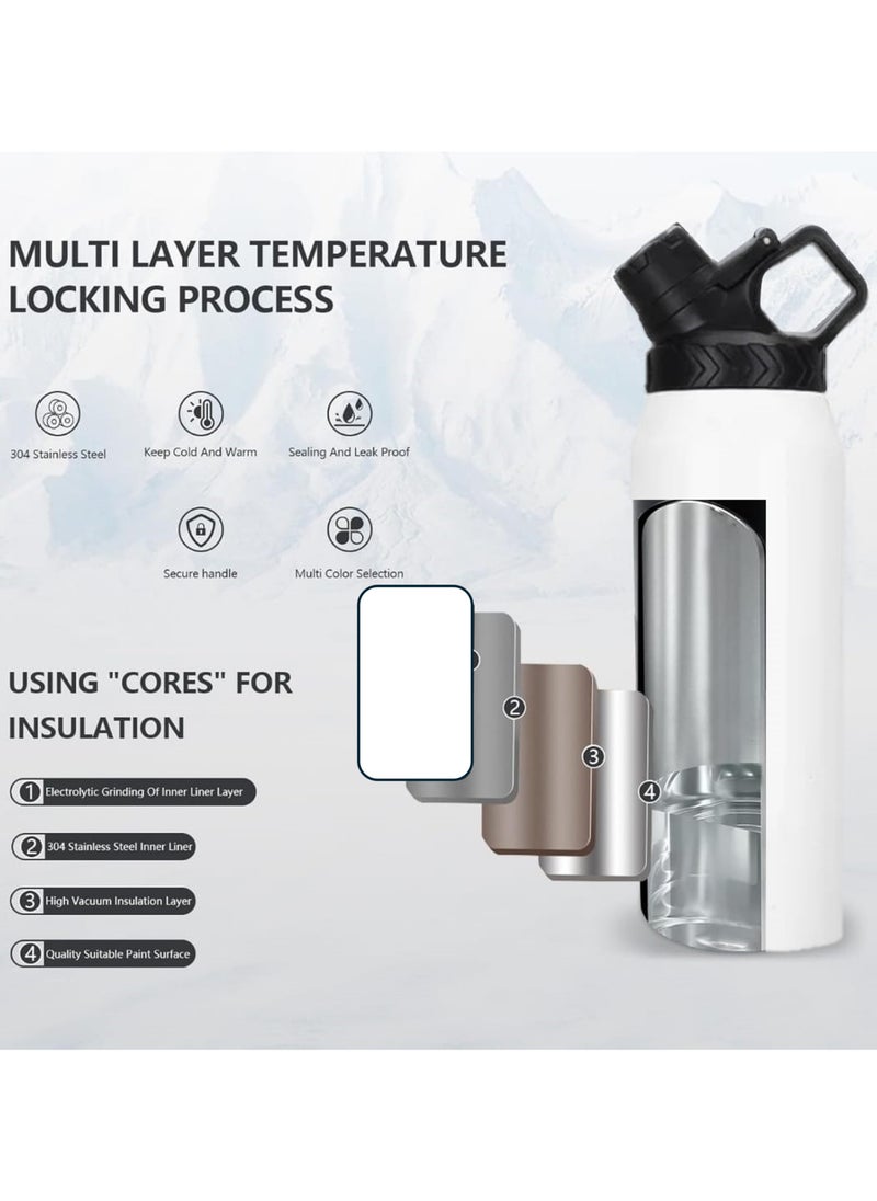Infinity - Water Bottle, Stainless Steel Flask, 950 ML/32 OZ, Double Wall Vacuum Insulated, Leak Proof, Hot and Cold, BPA Free, perfect for kids, school, office, gym and sports (White) - Image 1