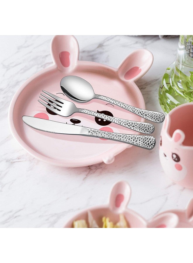 LIANYU 15-Piece Kids Utensils Silverware Set, Stainless Steel Toddler Hammered Flatware Cutlery, Children Tableware Includes Knives Forks Spoons, Dishwasher Safe - Image 3