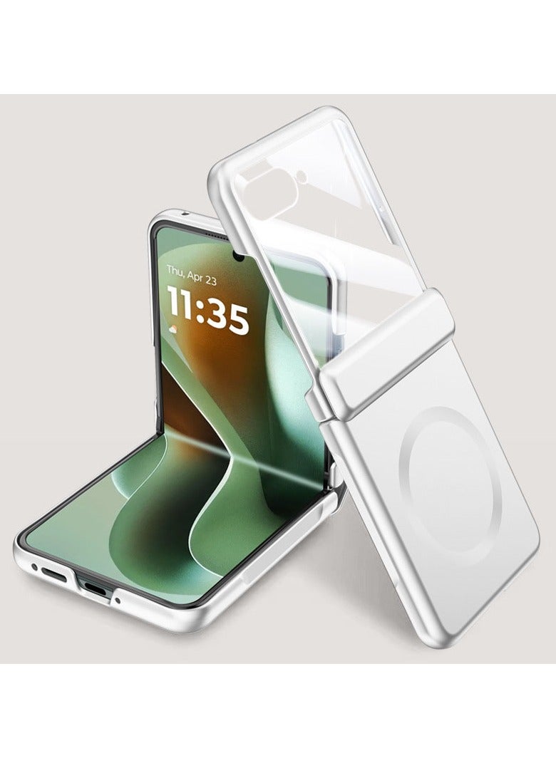 Magnetic Case for MOTO RAZR 60 Ultra Case 【Built-in Screen Protector】 【Support Wireless Charging】 Micro-Frosted Skin-Friendly Hinge Protection Shockproof Cover