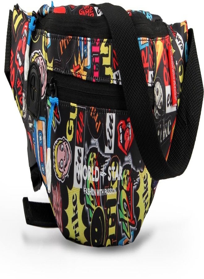 World Star Polyester Waist Pack Travel Handy Hiking Zip Pouch Document Money Phone Belt Sport Bag for Men and Women and Adult | Multicolor | worldstar Rock Printted Waist Bag - Image 2