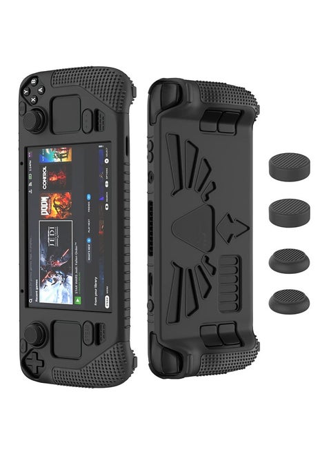 2023 Steam Deck Standing Protective Case, Thickening Silicone Accessories Protector, Soft Cover Skin Shell with 2 Pairs Thumb Grips, Full Protection Kit to Anti-Slip for Valve Stream Deck