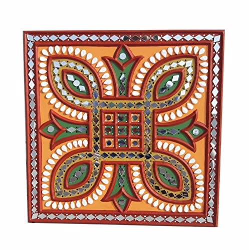 Chitra Artworks_Mud Mirror Wall Art Painting for Home Decor38 cm x 38 cm X 2 cm 88008 - Image 1
