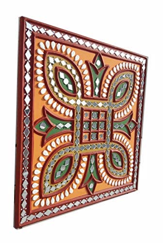 Chitra Artworks_Mud Mirror Wall Art Painting for Home Decor38 cm x 38 cm X 2 cm 88008 - Image 3