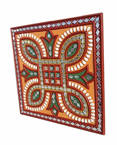 Chitra Artworks_Mud Mirror Wall Art Painting for Home Decor38 cm x 38 cm X 2 cm 88008 - Image 4