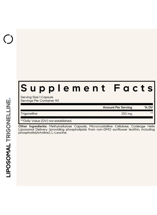Codeage Codeage Liposomal Trigonelline - 250 mg Per Capsule - 3-Month Supply - Plant-Based Alkaloid - Liposomal Delivery for Bioavailability - Metabolic Health Support - Vegan Nootropic Non-GMO - 90 Capsules  - Image 2