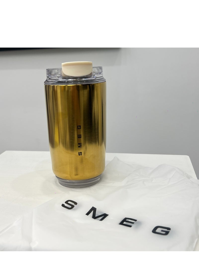 smeg 320ML Beverage Cup Travel Portable Car Drinking Cup Stainless Steel Vacuum Leak proof 320ML Coffee Thermos（golden） - Image 1