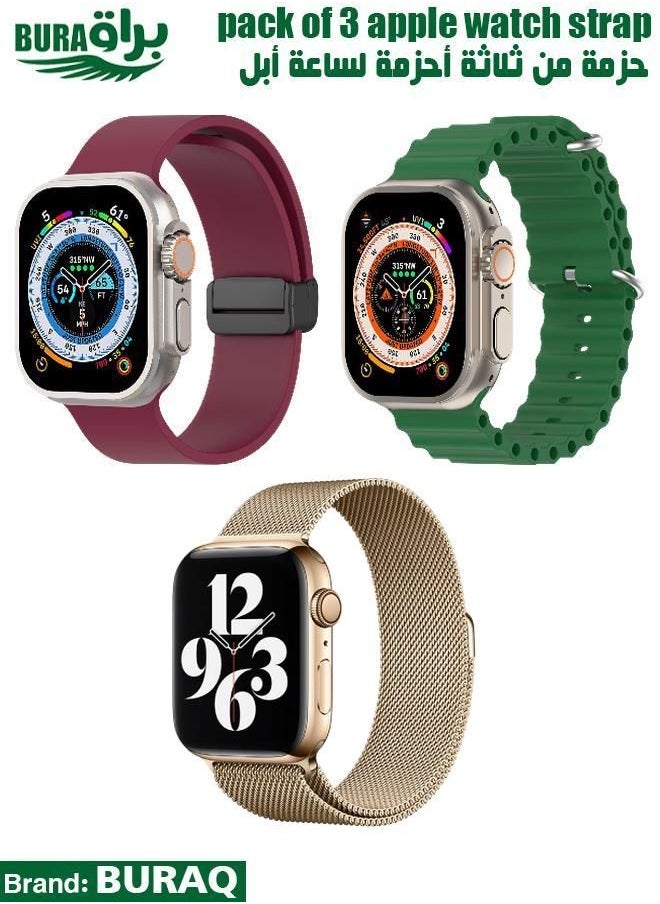 BURAQ - Apple Watch Band Strap For Apple Watch Ultra 2/Ultra 49mm, Series 10 46mm, 9/8/7 45mm, SE2/SE/6/5/4 44mm, 3/2/1 42mm - Image 1
