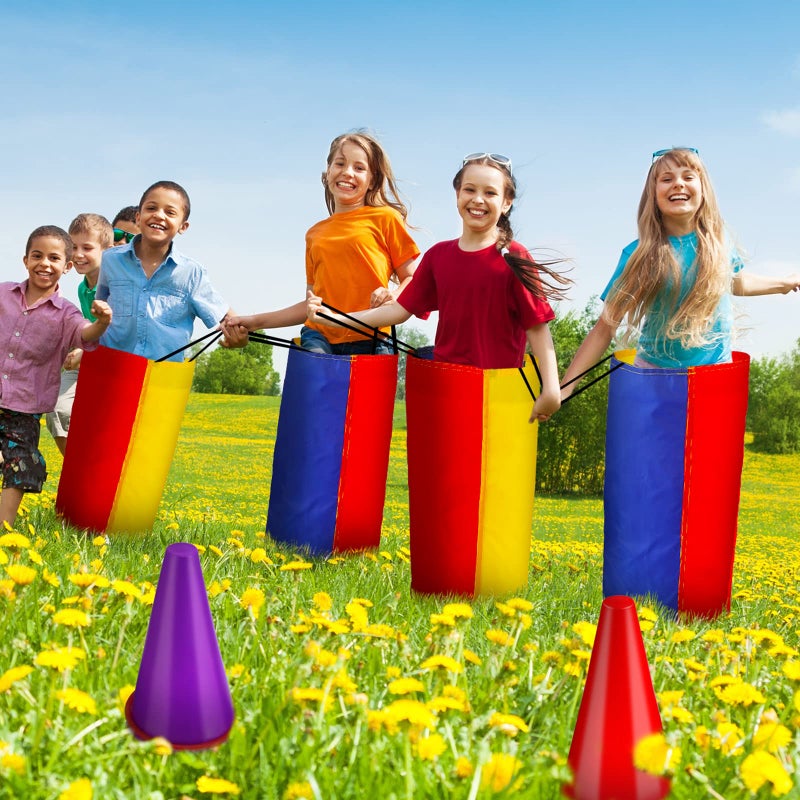 Deekin 53 Pieces Outdoor Lawn Game Carnival Toss Set Potato Sack Race Bags Egg and Spoon Race Party Ring Bean Bag Tossing Cones Prizes for Adult Family Birthday Party Outdoor Game Supplies - Image 3