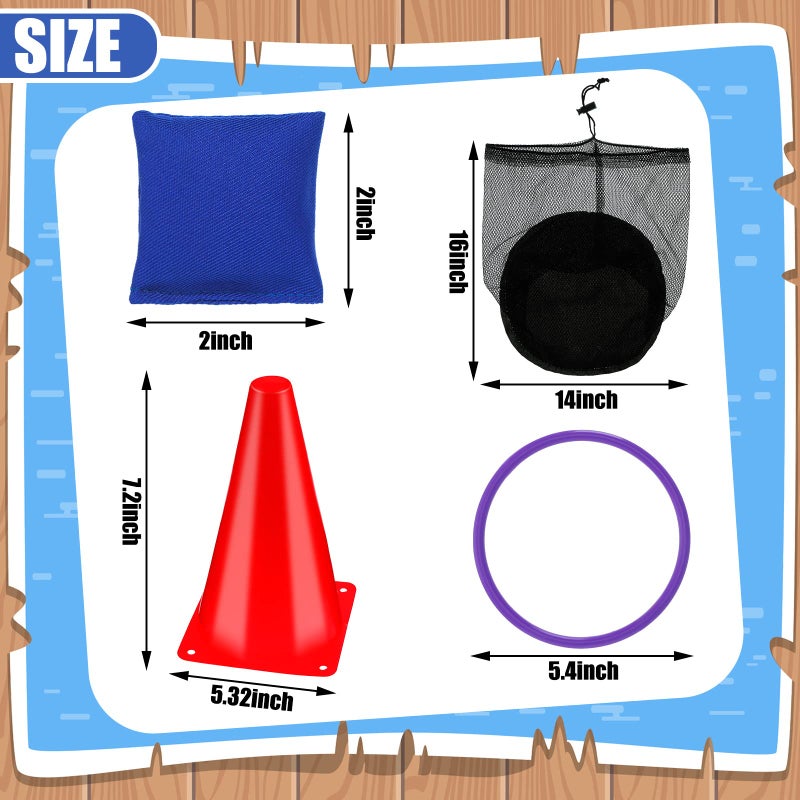 Deekin 53 Pieces Outdoor Lawn Game Carnival Toss Set Potato Sack Race Bags Egg and Spoon Race Party Ring Bean Bag Tossing Cones Prizes for Adult Family Birthday Party Outdoor Game Supplies - Image 4