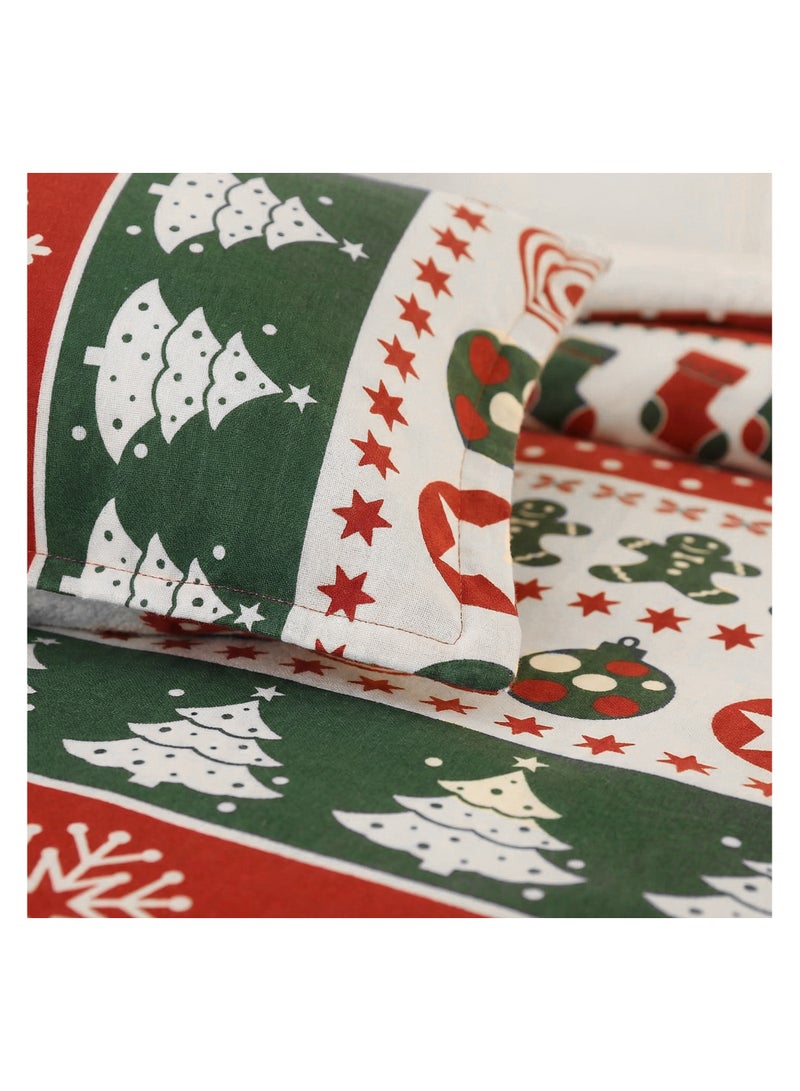 سيجنولا طقم ملايات سيجنولا بنقشة غزال الكريسماس 🦌 – تصميم أعياد الميلاد (Xmas) – طقم 4 قطع – ناعم ومريح ومقاوم للتجعد – مناسب لأجواء الشتاء – للرجال والسيدات والأطفال – مقاس كينج 240 × 260 سم - Image 5