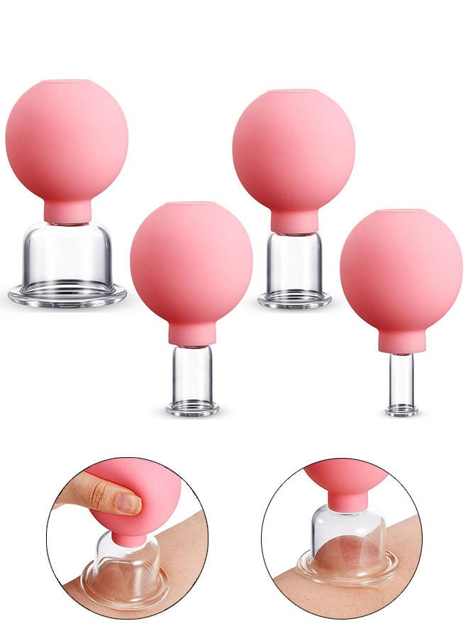 Generic 4 Pieces Glass Cupping Therapy Set Silicone Vacuum Suction Cupping Cups Massage for Facial Body Leg Arm Back Shoulder Muscle and Joint Pain  - Image 1