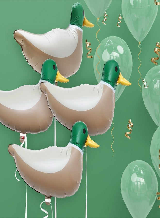 PullCrease 6 Pcs 28.3'' Mallard Duck Shaped Foil Balloons for Duck Hunting Birthday One Lucky Party Decoration Party Supplies - Image 3