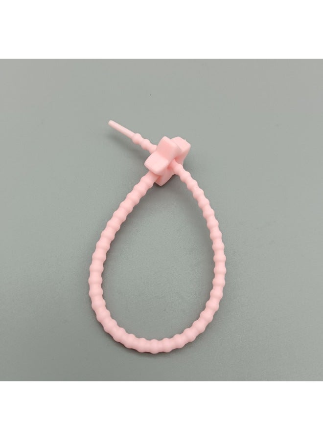 Loquat Flower Star Silicone Cable Tie Data Cable Storage Arrangement Winding Wire Jewelry Pendant Multi-purpose Color Lanyard-Color:210mm Stars (maca Powder) - Image 1