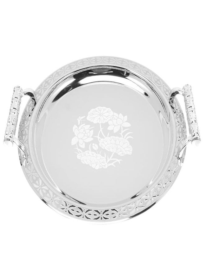 SHOWERORO European Style Round Pattern Serving Tray 13.18In Fruit Plate for Snacks Desserts and Home Storage Decorative Tray for Kitchen Living Room - Image 1