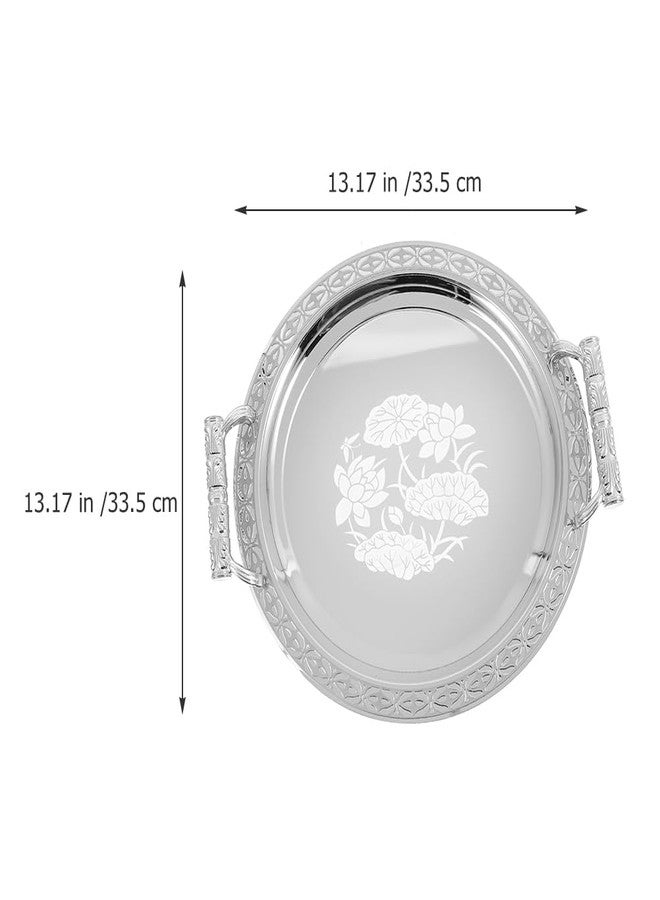 SHOWERORO European Style Round Pattern Serving Tray 13.18In Fruit Plate for Snacks Desserts and Home Storage Decorative Tray for Kitchen Living Room - Image 2