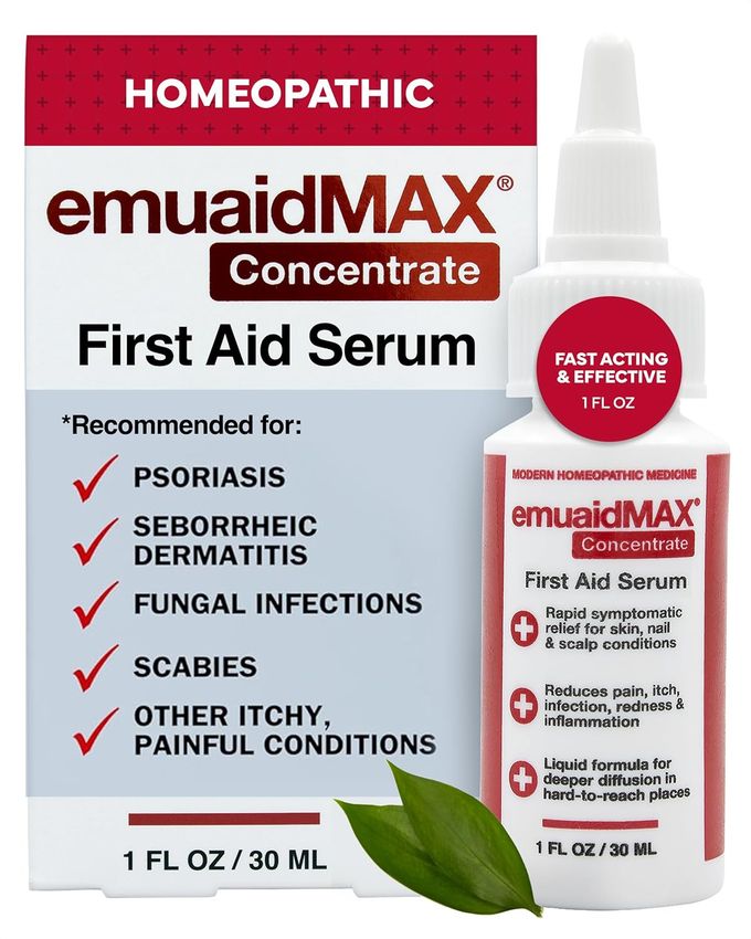 EMUAIDMAX Concentrate Homeopathic First Aid Serum, All-Natural Solution for Itchy, Painful Skin Conditions, Targets Psoriasis, Eczema, Folliculitis, Nail Fungus, Seborrheic Dermatitis, 1oz - Image 1