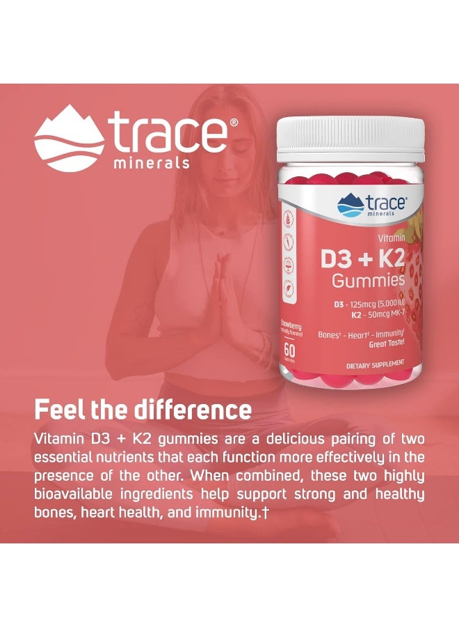 Trace Minerals فيتامين د3 + ك2 جومي للكبار - نكهة الفراولة - Image 4