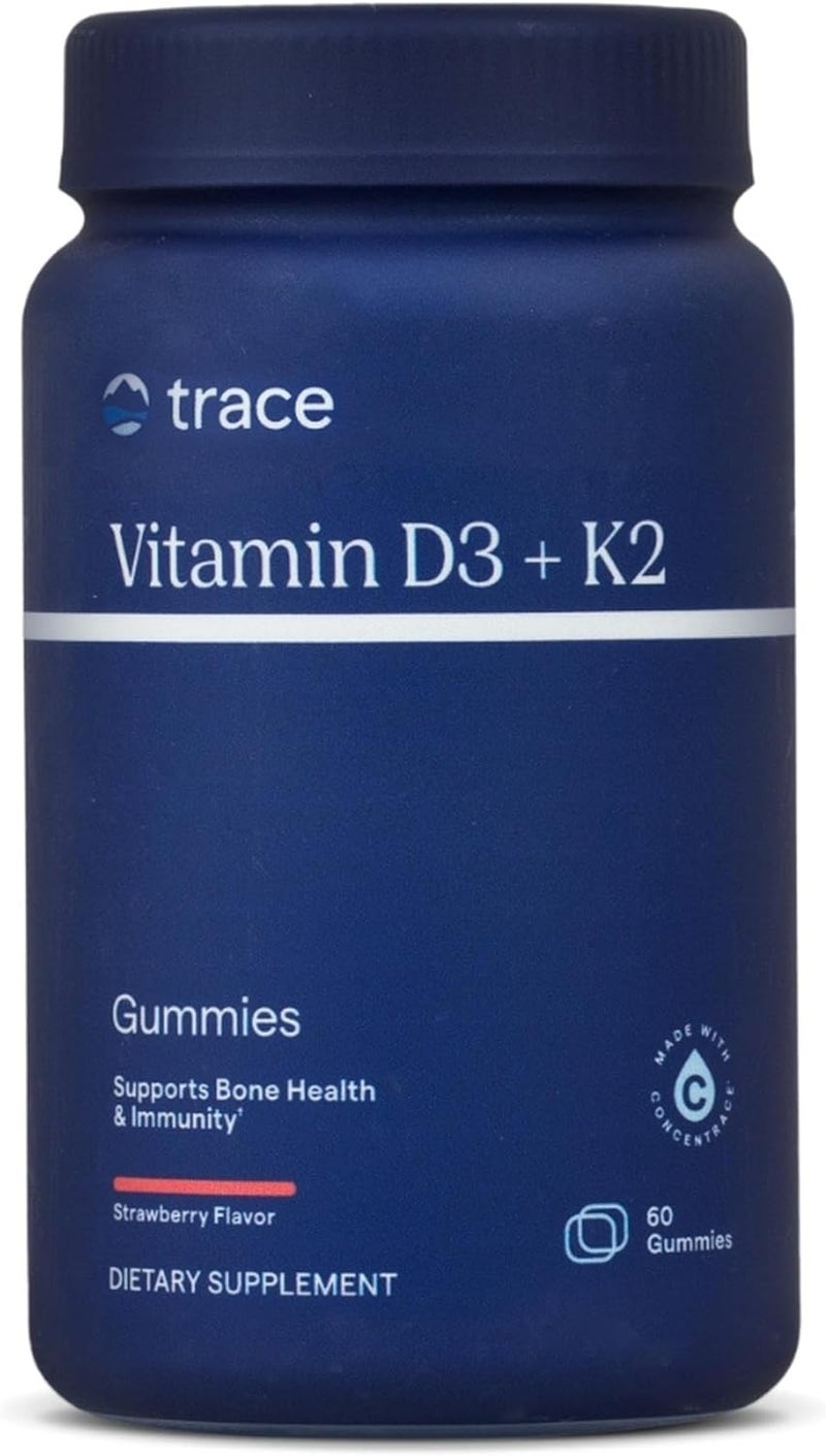 Trace Minerals فيتامين د3 + ك2 جومي للكبار - نكهة الفراولة - Image 1