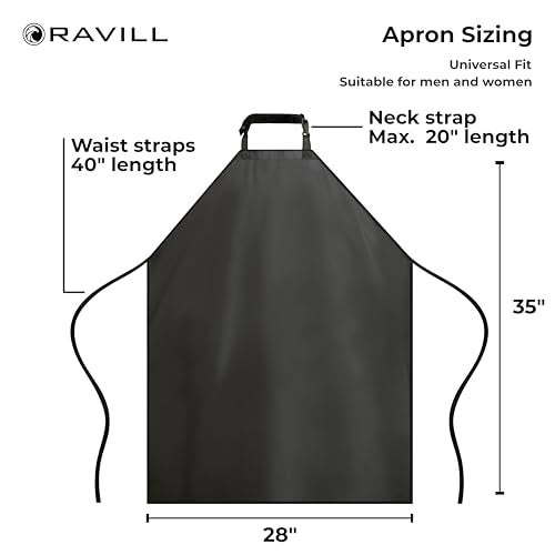 Ravill Waterproof Apron For Men and Women - Black - 35" Multi Purpose Work Aprons for Dishwashing, Dog Grooming, Cleaning - Heavy Duty Plastic Dishwasher Apron - Perfect Water Resistant Kitchen Apron - Image 2