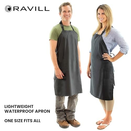Ravill Waterproof Apron For Men and Women - Black - 35" Multi Purpose Work Aprons for Dishwashing, Dog Grooming, Cleaning - Heavy Duty Plastic Dishwasher Apron - Perfect Water Resistant Kitchen Apron - Image 3