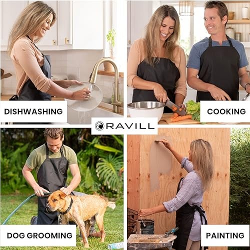 Ravill Waterproof Apron For Men and Women - Black - 35" Multi Purpose Work Aprons for Dishwashing, Dog Grooming, Cleaning - Heavy Duty Plastic Dishwasher Apron - Perfect Water Resistant Kitchen Apron - Image 4