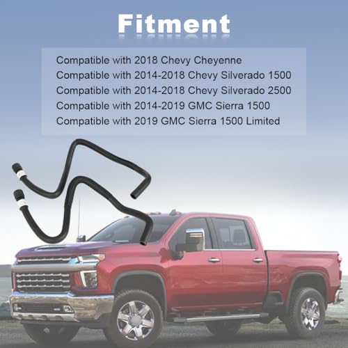 JDMON Heater Inlet Hose Heater Outlet Hose Compatible with Chevrolet Silverado 15002500 Cheyenne GMC Sierra 15001500 Limited 20142019 Replace 23126443 23126442 84919467 - Image 3