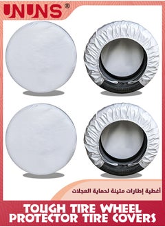 UNUNS Tire Covers Of 4,Weatherproof Wheel Covers,Oxford UV Sun Protectors For Car Tires,Universal Automobile Covers For Motorhome Boat Trailer Camper Van SUV, Fit 27-29 Inch Tire Diameter,Silver  - Image 1