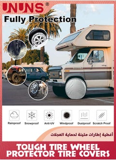 UNUNS Tire Covers Of 4,Weatherproof Wheel Covers,Oxford UV Sun Protectors For Car Tires,Universal Automobile Covers For Motorhome Boat Trailer Camper Van SUV, Fit 27-29 Inch Tire Diameter,Silver  - Image 4